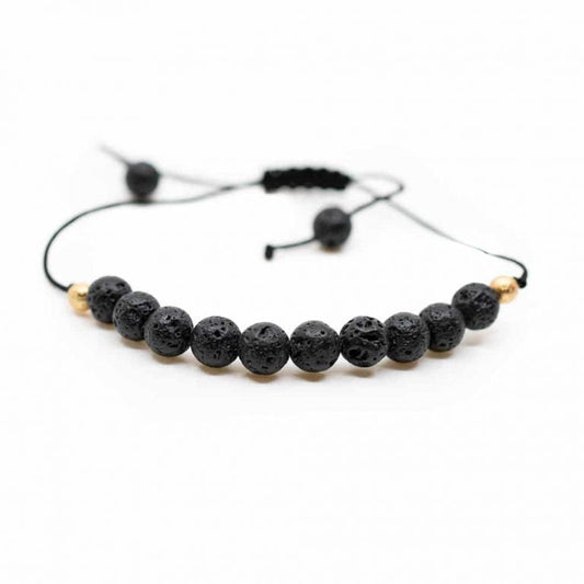 Edelsteen armband lavasteen verstelbaar - Mindfulshop - zwart