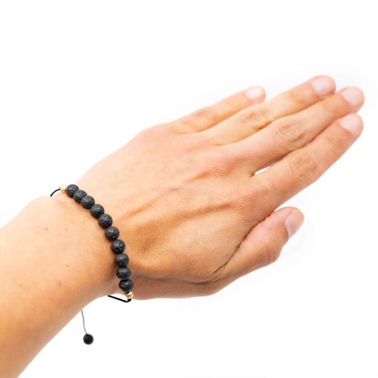 Edelsteen armband lavasteen verstelbaar - Mindfulshop - zwart