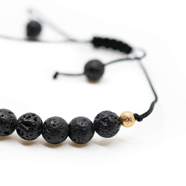 Edelsteen armband lavasteen verstelbaar - Mindfulshop - zwart