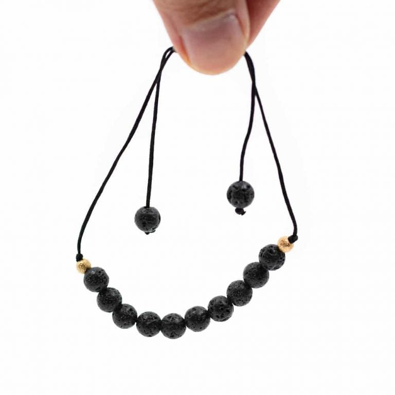 Edelsteen armband lavasteen verstelbaar - Mindfulshop - zwart