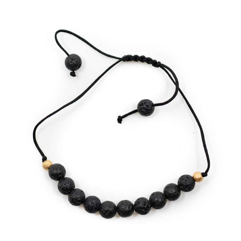 Edelsteen armband lavasteen verstelbaar - Mindfulshop - zwart