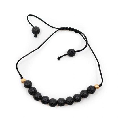 Edelsteen armband lavasteen verstelbaar - Mindfulshop - zwart