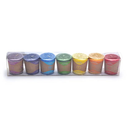 Geurkaarsjes set chakra 7 stuks in geschenkdoos - Mindfulshop - multicolor