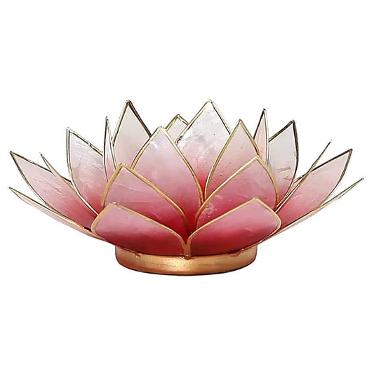 Waxinelichthouder lotus rood/roze goudrand - Mindfulshop - rood