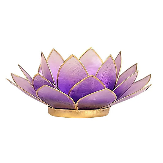Waxinelichthouder lotus violet goudrand - Mindfulshop - violet