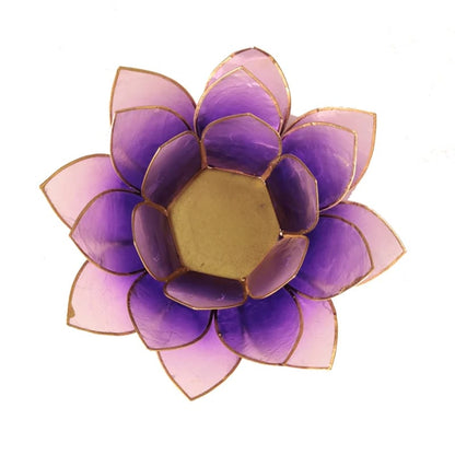 Waxinelichthouder lotus violet goudrand - Mindfulshop - violet