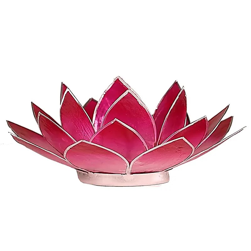 Waxinelichthouder lotus roze zilverrand - Mindfulshop - roze
