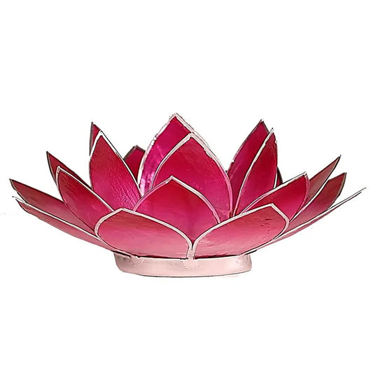 Waxinelichthouder lotus roze zilverrand - Mindfulshop - roze