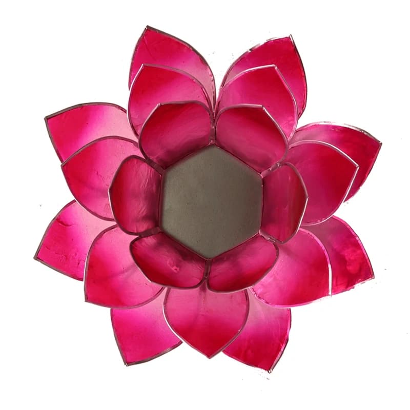 Waxinelichthouder lotus roze zilverrand - Mindfulshop - roze