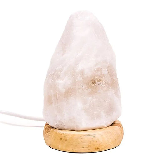 Zoutlamp ruw mood mini (600 gr) usb + led - Mindfulshop - wit