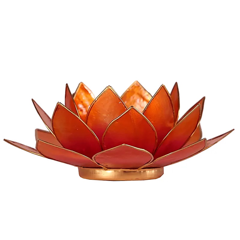 Waxinelichthouder lotus 2-kleurig roze-oranje - Mindfulshop - oranje