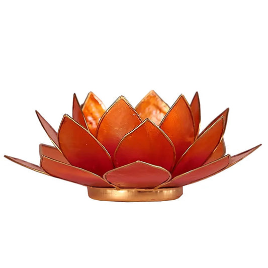 Waxinelichthouder lotus 2-kleurig roze-oranje - Mindfulshop - oranje