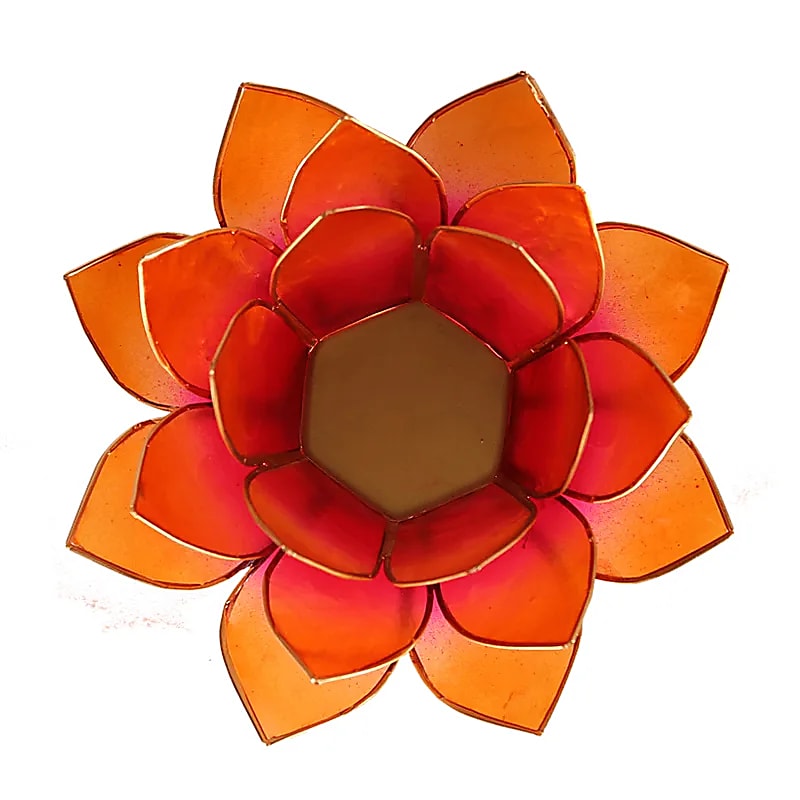 Waxinelichthouder lotus 2-kleurig roze-oranje - Mindfulshop - oranje
