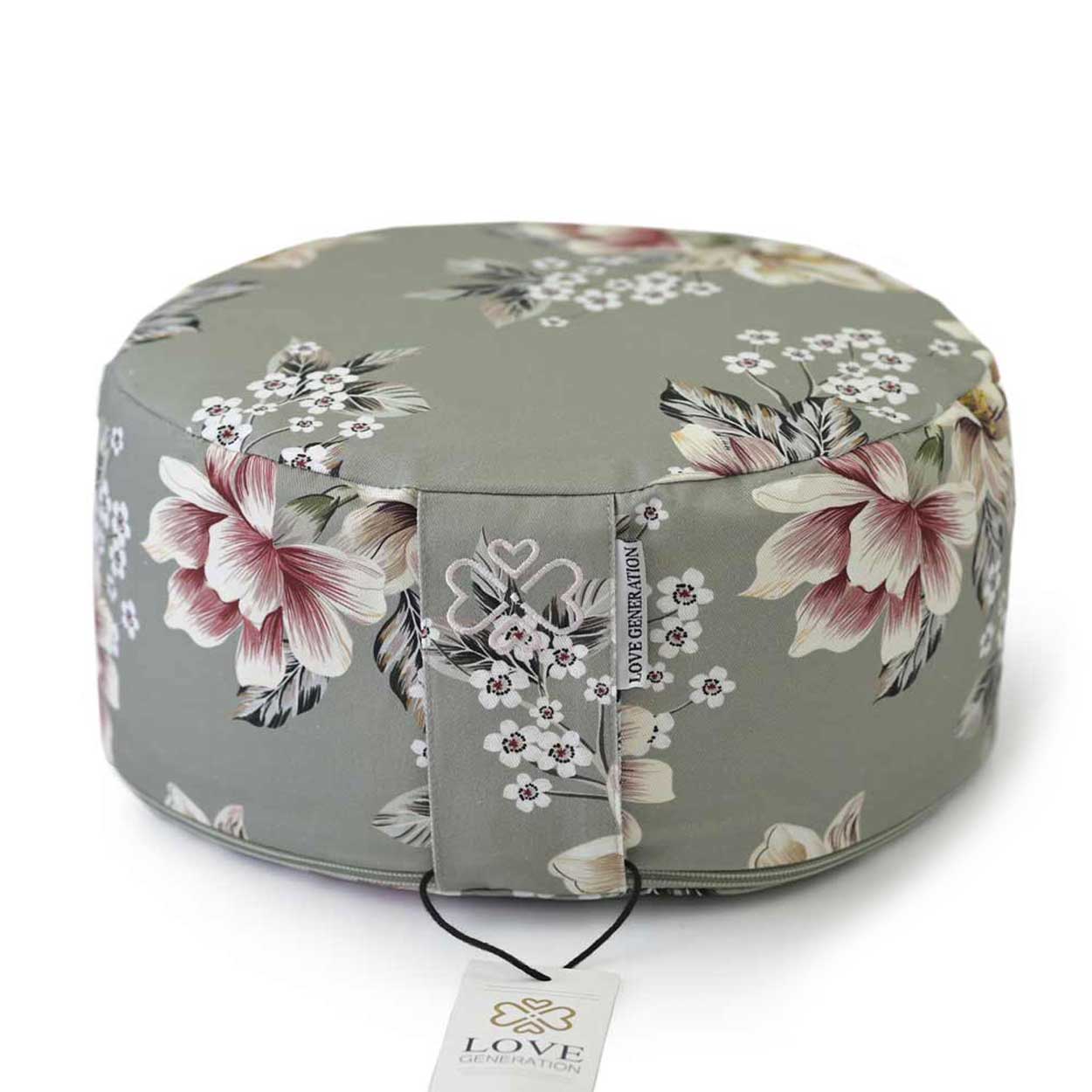 Meditatiekussen rond print - Love Generation - vintage flowers