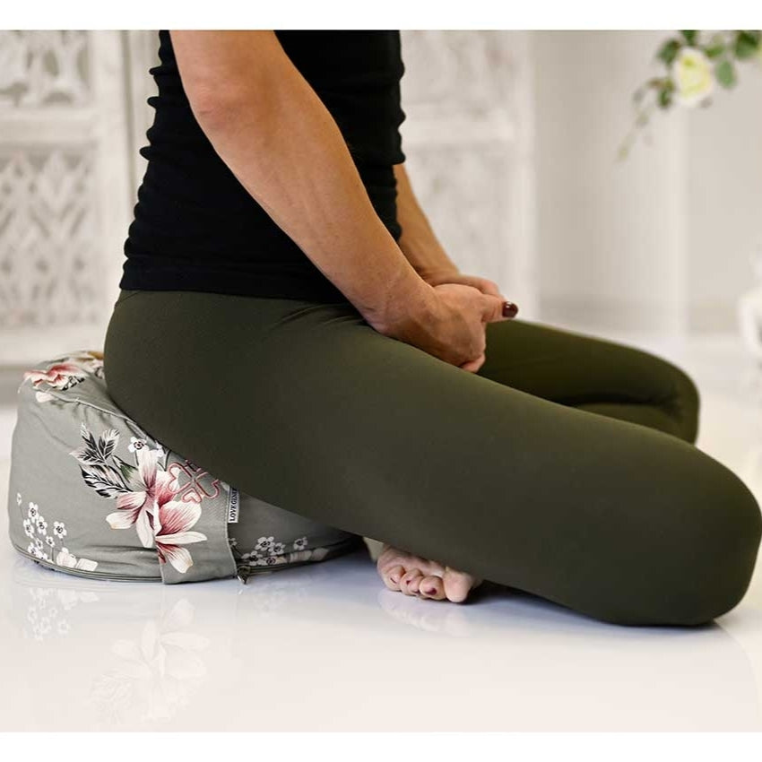 Meditatiekussen rond print - Love Generation - vintage flowers