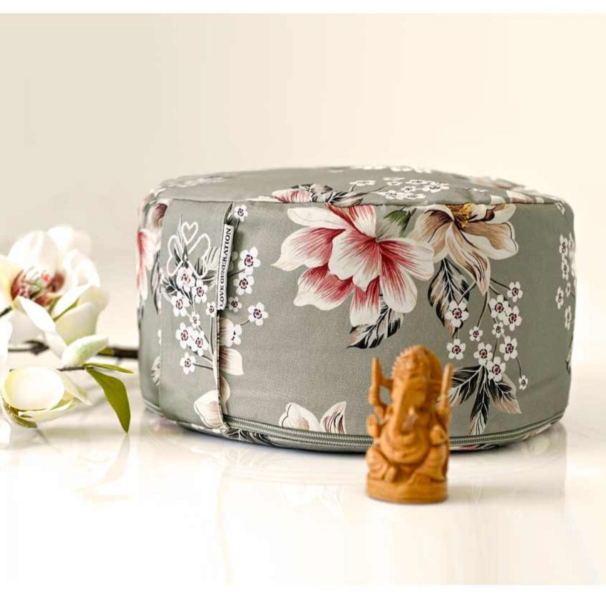 Meditatiekussen rond print - Love Generation - vintage flowers