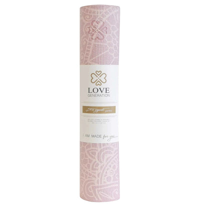 Yogamat Lotus print extra dik 6 mm sticky - Love Generation - roze