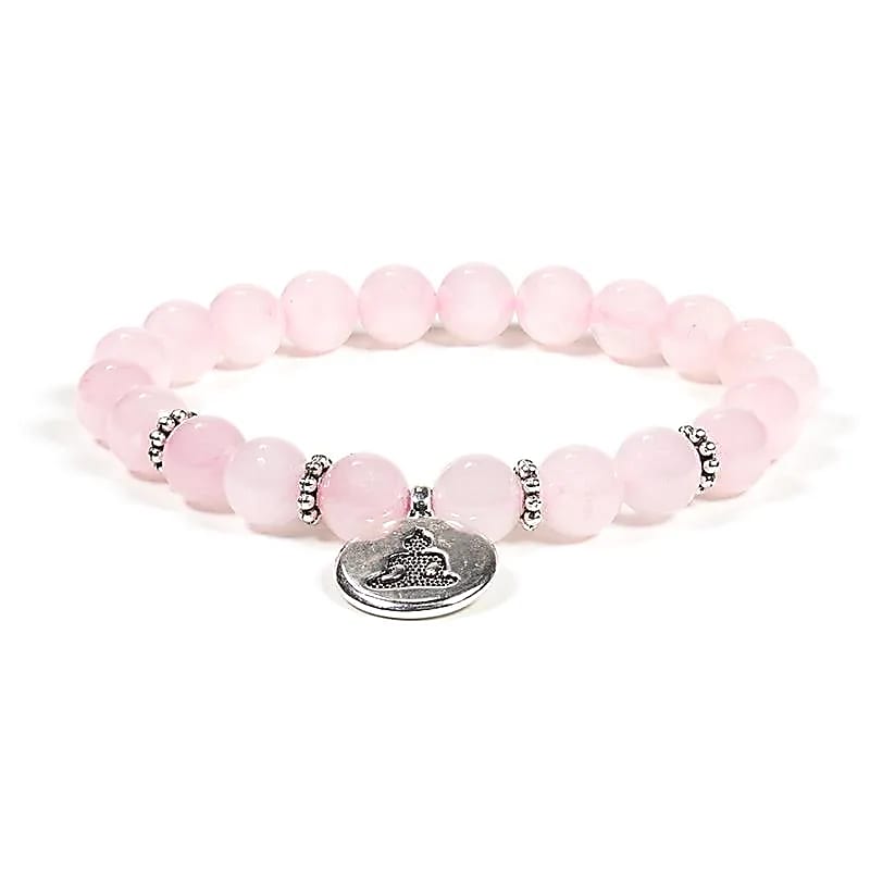 Edelsteen armband rozenkwarts met boeddha - Mindfulshop - roze