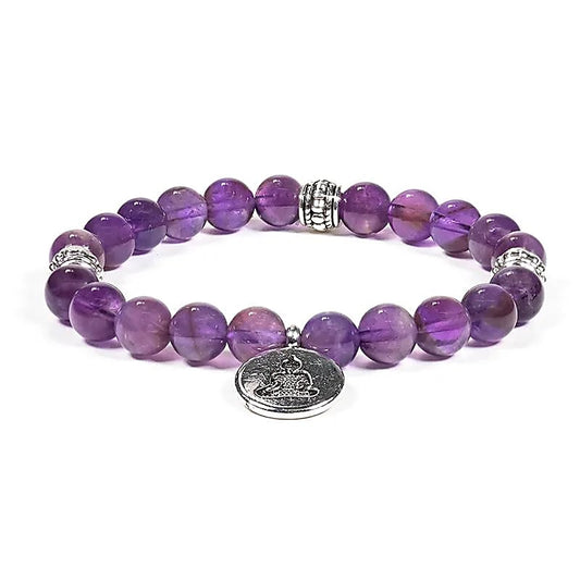 Edelsteen armband amethist met boeddha - Mindfulshop - paars