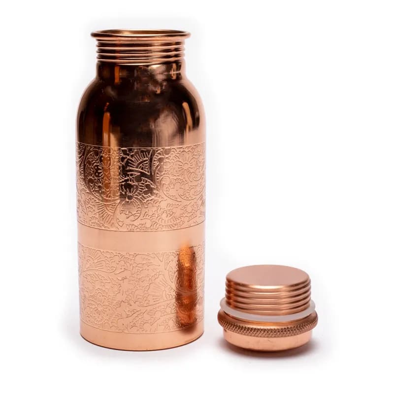 Koperen drinkfles bloempatroon geëtst – 500 ml - Mindfulshop