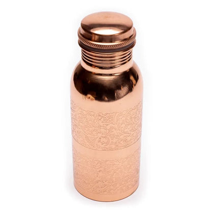 Koperen drinkfles bloempatroon geëtst – 500 ml - Mindfulshop