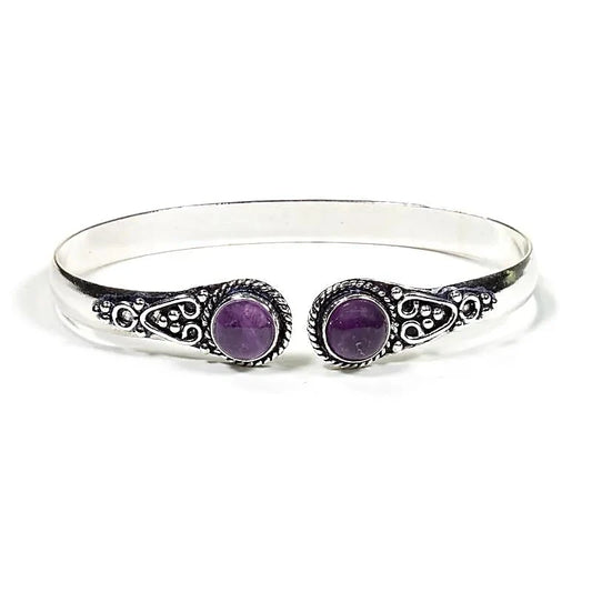 Metalen armband met amethist - verstelbaar - zilver