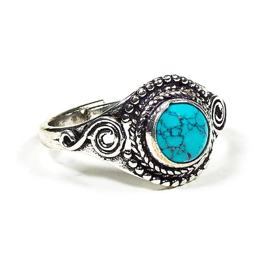 Ring edelsteen turquoise verstelbaar - Mindfulshop - zilver