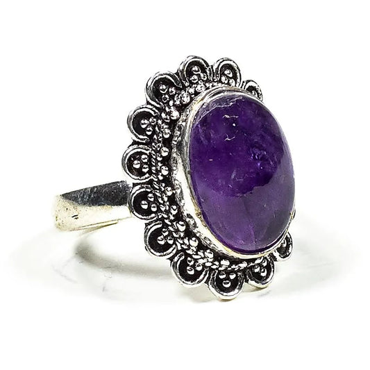 Ring edelsteen amethist verstelbaar - Mindfulshop - zilver
