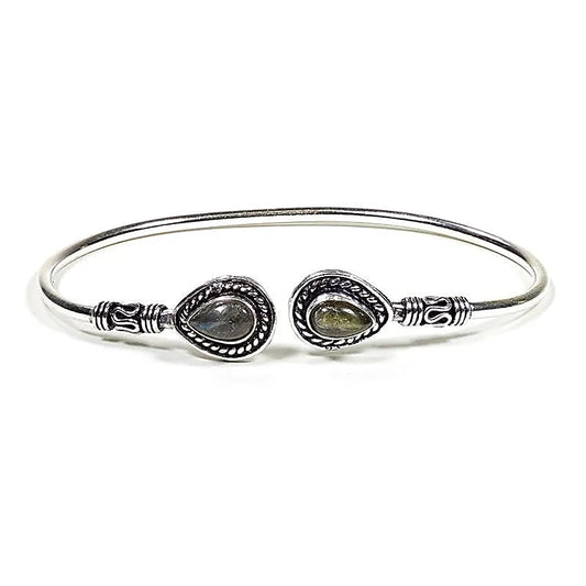 Metalen armband met labradoriet - verstelbaar - zilver