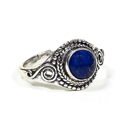 Ring edelsteen lapis lazuli verstelbaar - Mindfulshop - zilver
