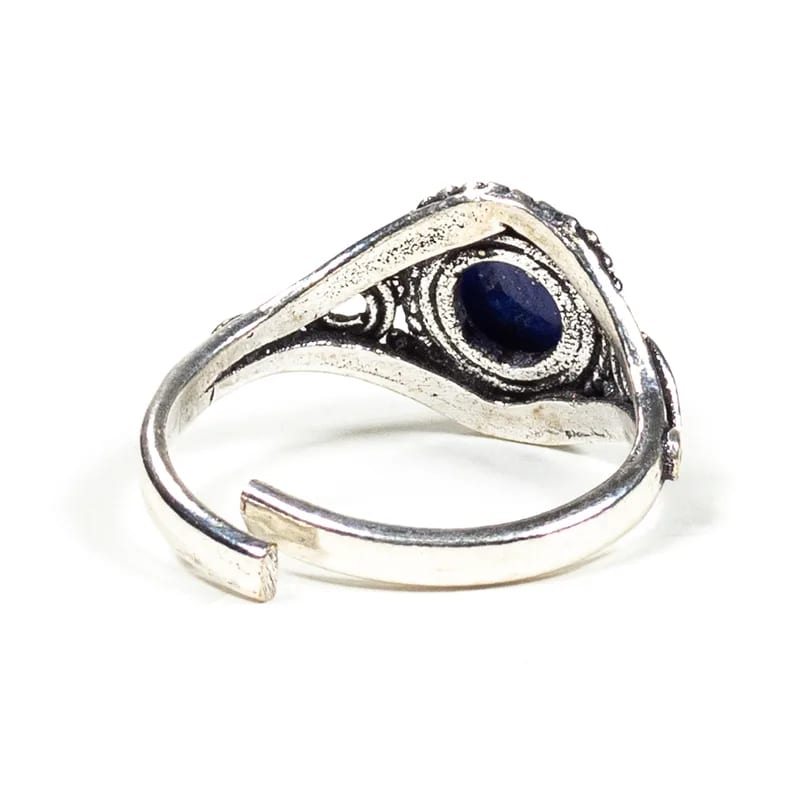Ring edelsteen lapis lazuli verstelbaar - Mindfulshop - zilver