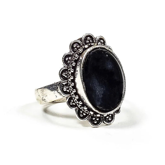 Ring edelsteen zwarte toermalijn verstelbaar - Mindfulshop - zilver