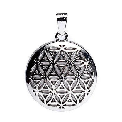 Edelsteen hanger voor ketting bloem des levens met bergkristal - Mindfulshop - zilver