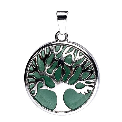 Edelsteen hanger voor ketting levensboom met groene aventurijn - Mindfulshop - zilver