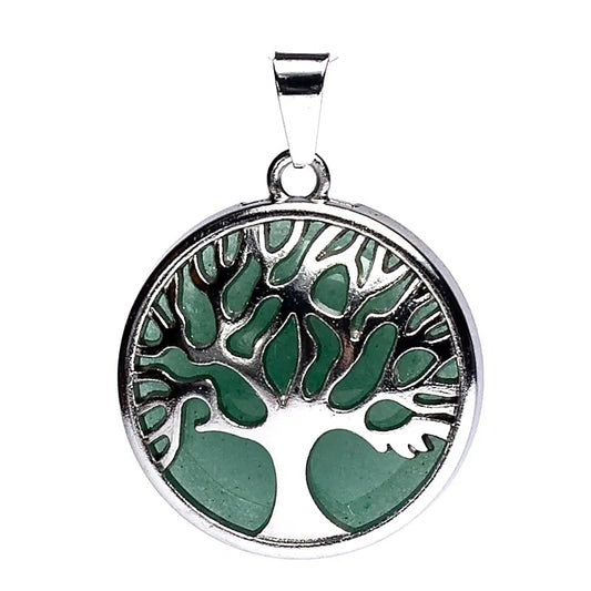 Edelsteen hanger voor ketting levensboom met groene aventurijn - Mindfulshop - zilver