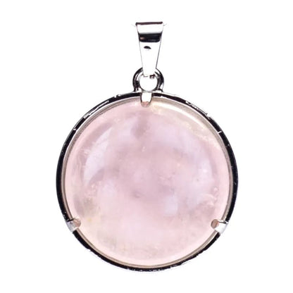 Edelsteen hanger voor ketting ohm met rozenkwarts - Mindfulshop - zilver