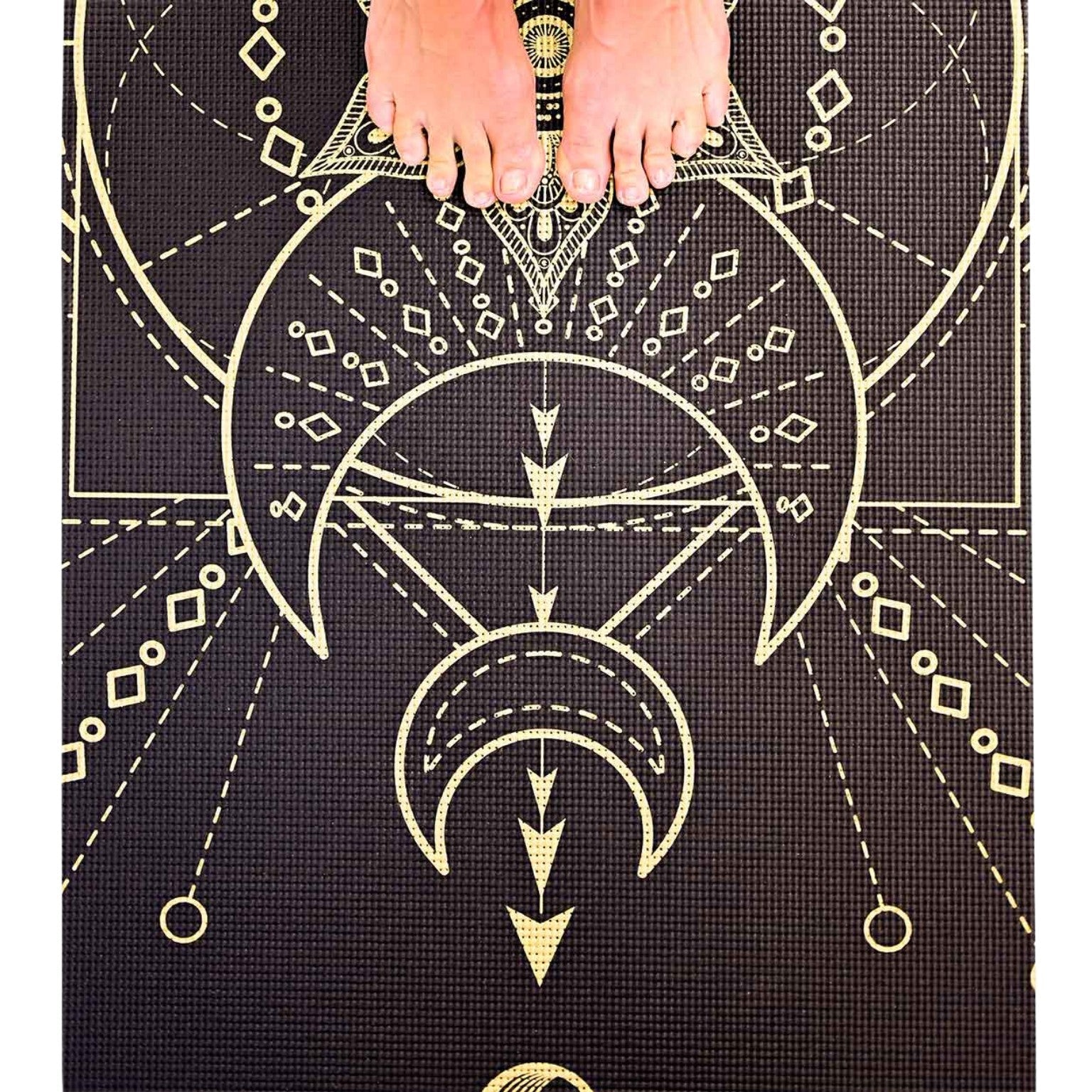 Yogamat Sacred print extra dik 6 mm - Love Generation - zwart / goud