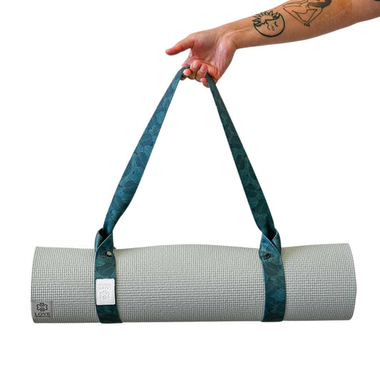 Yogamat draagriem print - Love Generation - green leaves