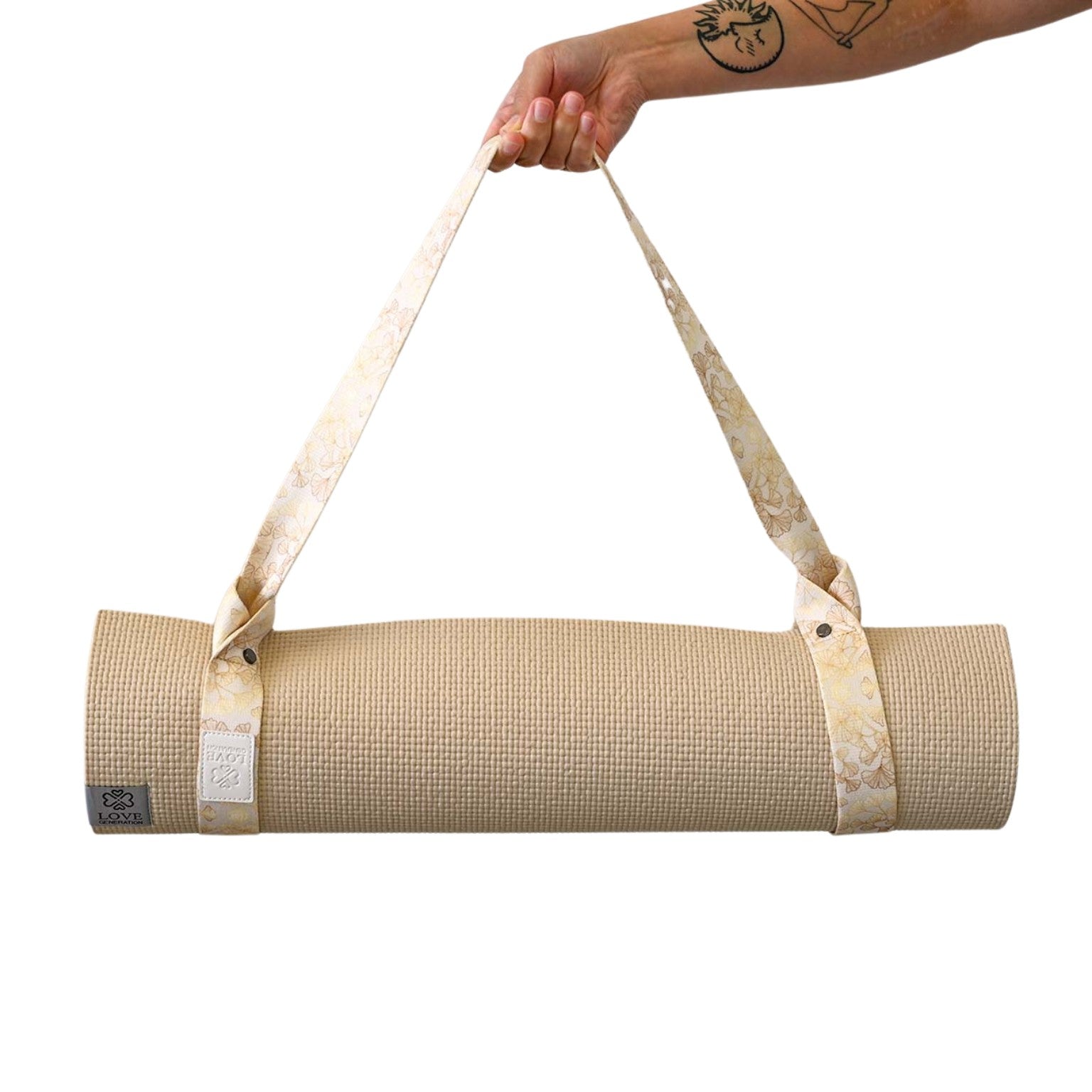 Yogamat draagriem print - Love Generation - golden flowers
