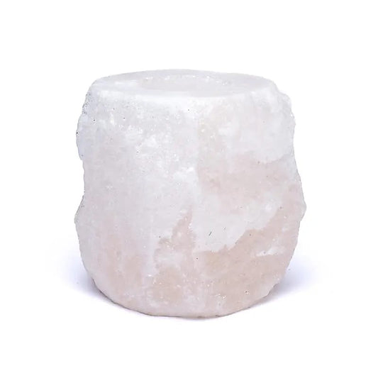 Waxinelichthouder zoutkristal wit (800-1200 gr) - mindfulshop - wit