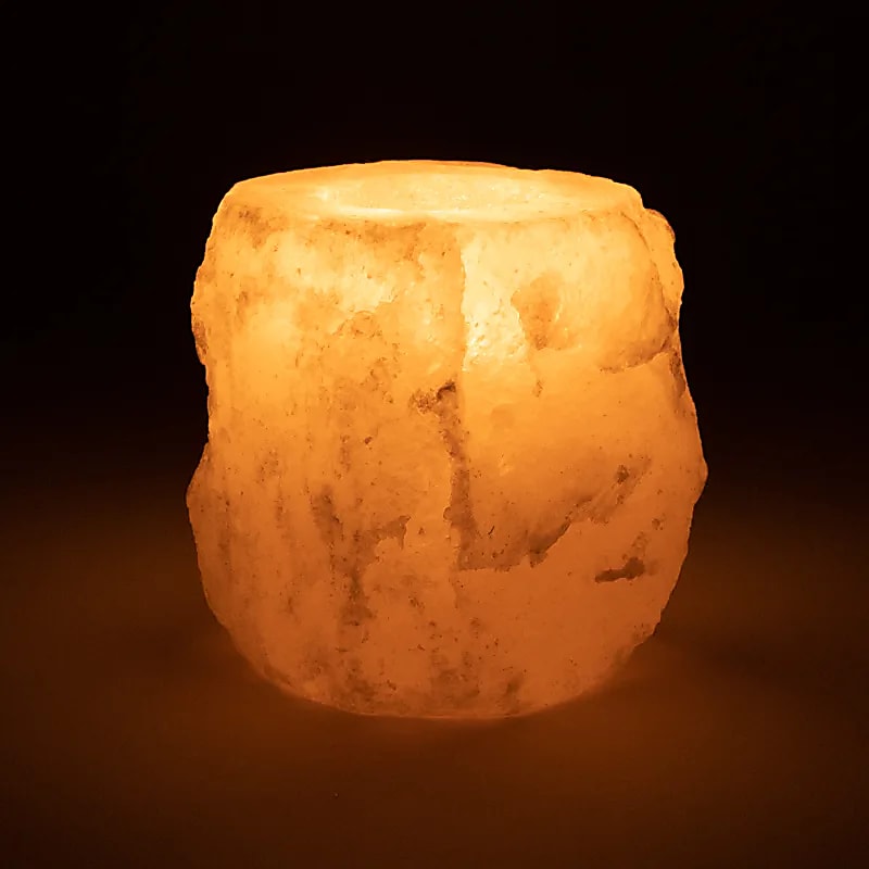 Waxinelichthouder zoutkristal wit (800-1200 gr) - mindfulshop - wit