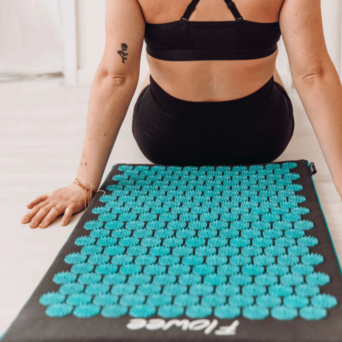 Spijkermat Eco - Flowee - grijs / zeegroen - The Mindfulshop