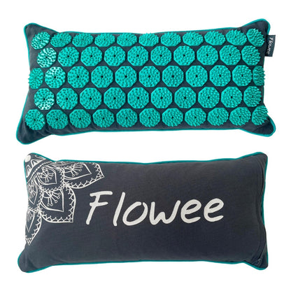 Spijkermat kussen - Flowee - grijs / zeegroen