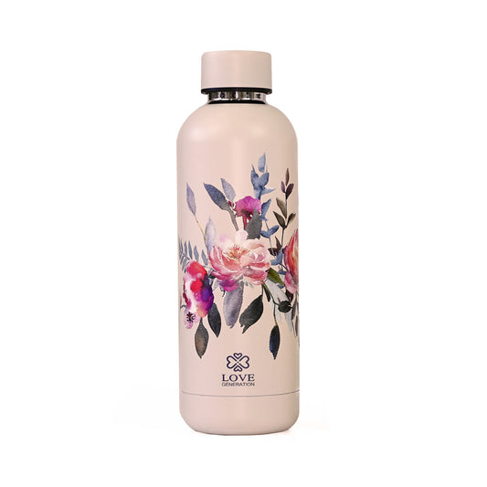 Waterfles thermos 500 ml flowers - Love Generation - precious pink