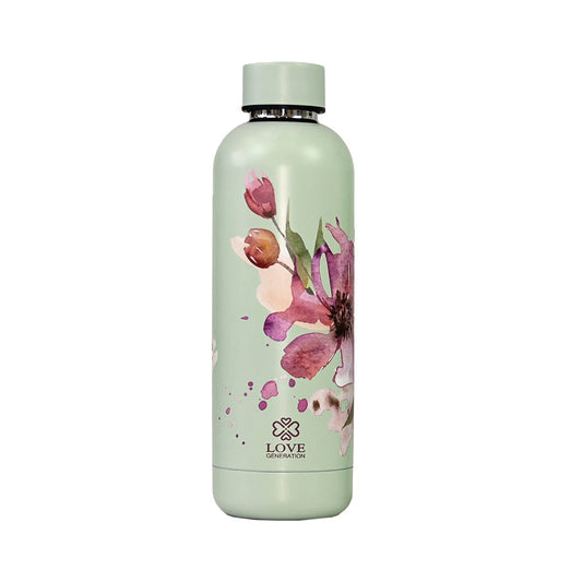 Waterfles thermos 500 ml flowers - Love Generation - sage