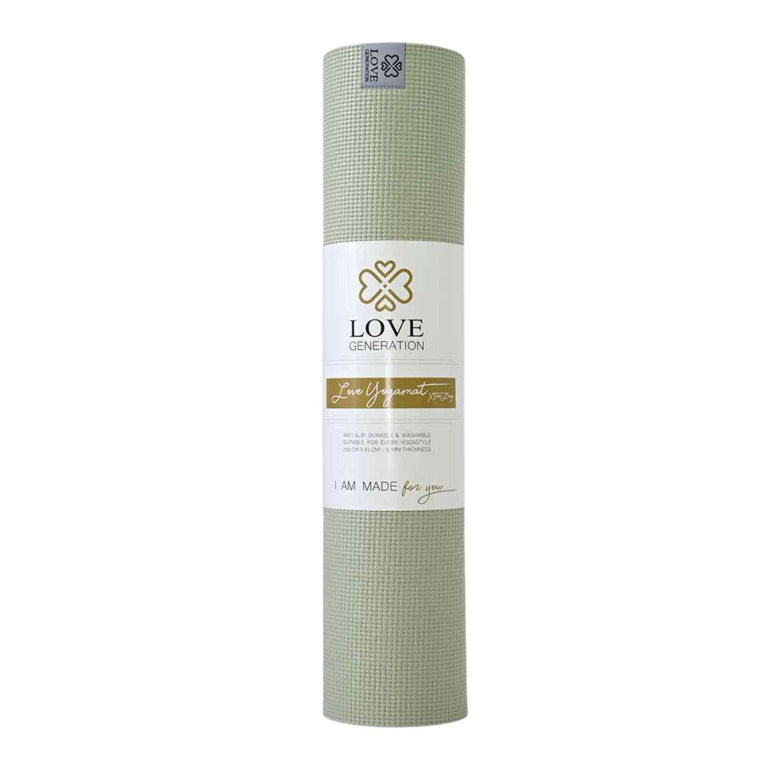 Yogamat extra lang en dik 6 mm - Love Generation - sage