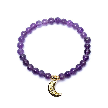 Edelsteen armband amethist met maan bedel - Mindfulshop - paars