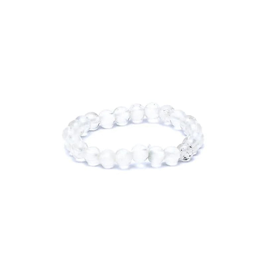 Edelsteen ring elastisch bergkristal - Mindfulshop - wit