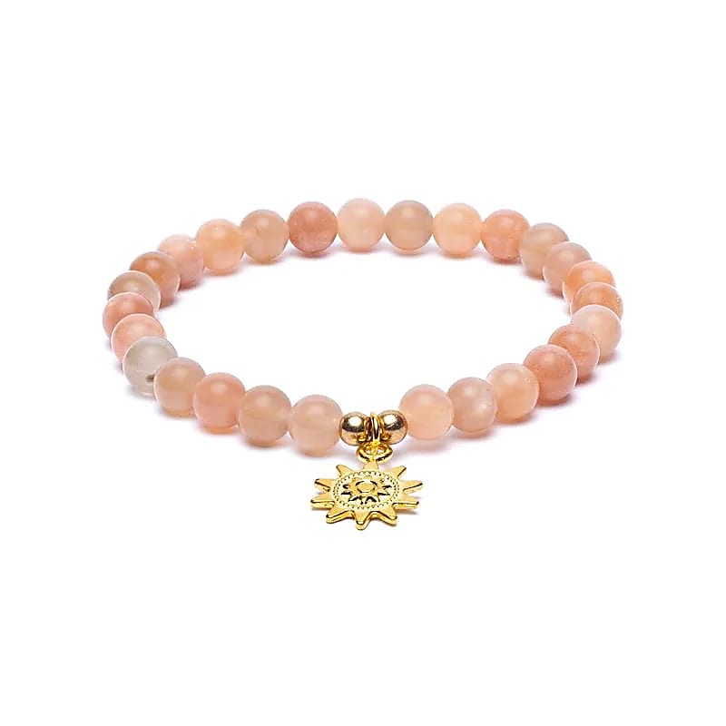 Edelsteen armband zonnesteen met zon bedel - Mindfulshop - roze