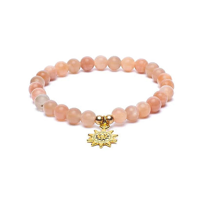 Edelsteen armband zonnesteen met zon bedel - Mindfulshop - roze